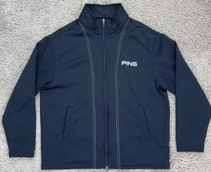 PING Performance Golf Jacket Mens L Full Zip Black w/White Trim Athletic Pockets - Picture 1 of 9