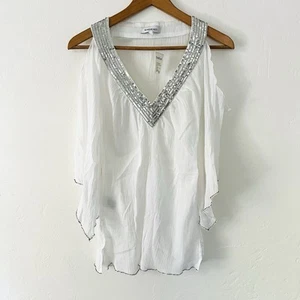 Blusa Top Bebe De Colección y2k Hombro Abierto Frío Lentejuelas Cuello en V Fluido Deportivo XS NUEVA CON ETIQUETAS - Imagen 1 de 4
