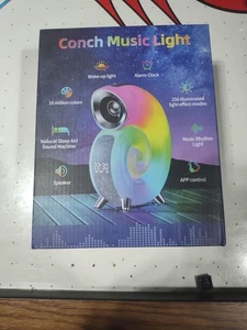 Conch Music Light Alarm Clock Bluetooth Speaker LED 16M Colors App Sleep Aid - Picture 1 of 4