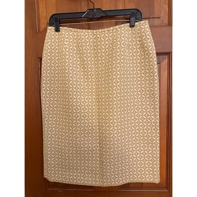 Le Suit Womens Pencil Skirt Size 10 Gold Geometric Pattern Lined Office Business - Image 1 of 4