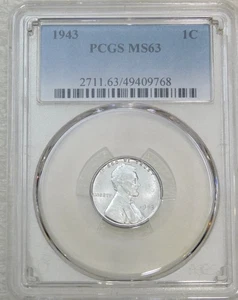 1943 P Lincoln Kriegszeit Stahl Cent PCGS MS63 heller Glanz neuer Halter #W199C - Bild 1 von 2