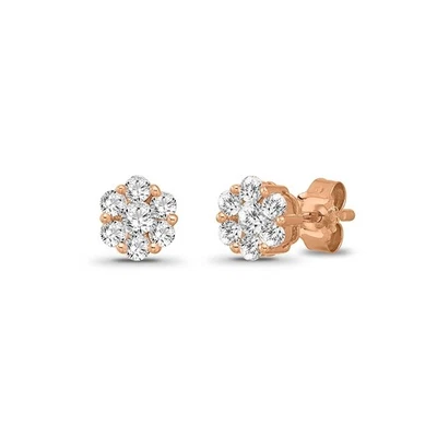 1.5Ct Lab Grown Diamond Composite Stud Earrings 14K Rose Gold for Women 2.84gm - Image 1 of 4