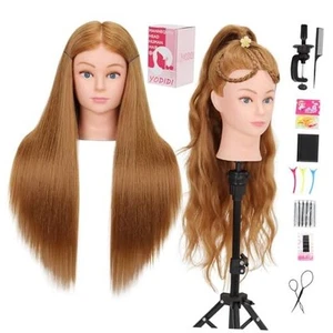 Cabeza de Maniquí Cabello Humano para Cosmetología - Cabeza de Maniquí con Cabello para Peinar - Imagen 1 de 7