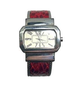 Vintage Ecclissi Women's 925 Sterling Silver Red Bangle Cuff Watch 32665 - Picture 1 of 9