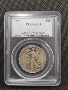 💥 1921-P Walking Liberty SILVER Half Dollar 50c 💥 PCGS G4 💥 KEY DATE! 💥 - Picture 1 of 5
