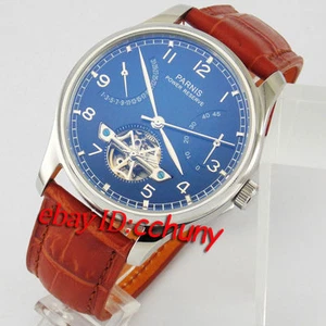 43mm Parnis Power Reserve esfera azul caja de acero automático ST2505 reloj para hombre 2044 - Imagen 1 de 9
