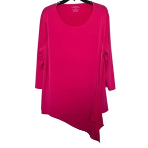 Chico’s Women’s Sz 3(XL) The Ultimate Tee Pink 3/4 Sleeve Asymmetrical Hem - Picture 1 of 7