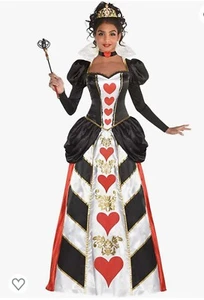 Red Queen 3 Piece Costume Halloween Fancy Dress Red Black Women L 10-12 New - Picture 1 of 8