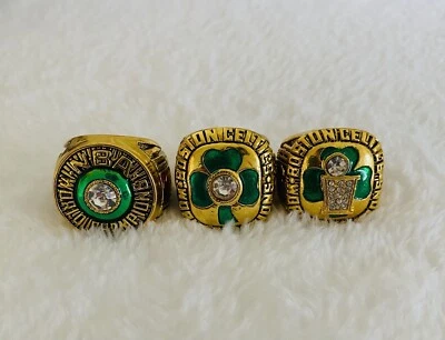 EBSPORTSRINGS.COM 3 PCS Boston Celtics Larry Bird Championship Ring Set, US SHIP 1981/84/86