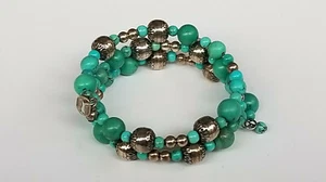 Pulsera Carolyn Pollack Estampada Plata de Ley y Turquesa Cuentas Bobina Retirada - Imagen 1 de 12
