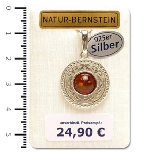 Bernstein Anhänger modern 925er Silber Naturbernstein cognac 90167a - Bild 1 von 1