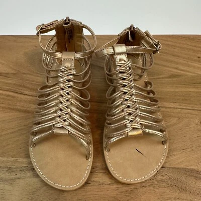 Nuevas Sandalias NUEVAS SIN CAJA Big Kids Nordstrom Oro Rosa Gladiador Tirantes Talla 2 Y Foto 1 de 4