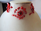 Beautiful Hand Crafted Coral Gems Choker Necklace 14" Inches Long + Extension