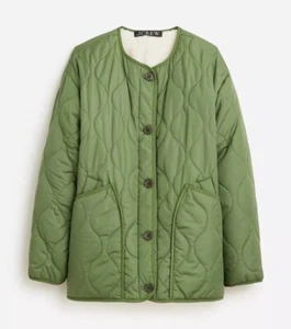 $228 J. Chaqueta Sherpa Crew Mujer Puffer Barn Reversible PrimaLoft Verde Marfil S - Imagen 1 de 3