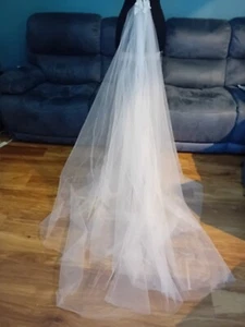 Ivory tulle train popper on - Picture 1 of 3