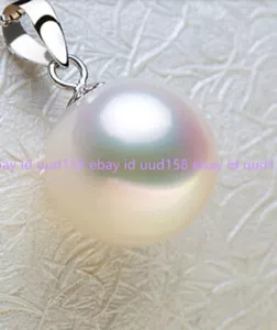 16mm Beautiful White shell Pearl Pendant Necklace 17" - Picture 1 of 12