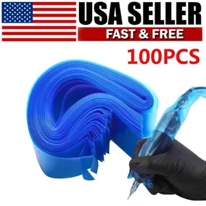 100PCS Disposable Tattoo Machine Pen Clip Cord Sleeves Supply Cover Plastic Bags - Picture 1 of 7