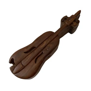Holz Violine Puzzle Box handgeschnitzt 3 Stück Geheim Schmuck Fach 8,5 Zoll - Bild 1 von 20