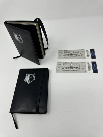 Minnesota Timberwolves note books(2) with (2)2013 vs. Lakers Kobe Bryant Tickets Cover