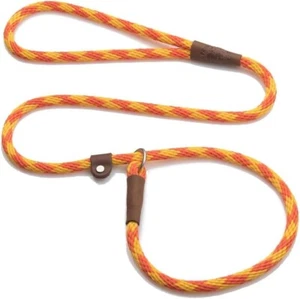 Mendota Dog Leash, British Style Slip Lead, Amber, 4 Foot 3/8" wide, Made In USA - Picture 1 of 5
