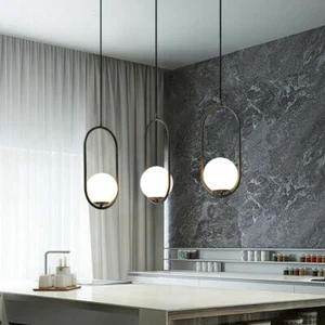 Bar Pendant Light Glass Lamp Home Chandelier Lighting Room Black Ceiling Lights - Picture 1 of 7