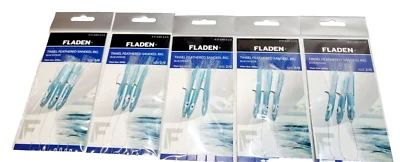 5 X Tinsel Feathered Sandeel Rig BLUE Enticer (5 Rigs) - Fladen -17-6301-3-2-0 - Image 1 of 2