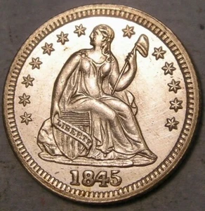 1845 LIBERTY SEATED SILVER HALF DIME VERY SHARP w/BEAUTIFUL ATTRACTIVE FEATURES - Picture 1 of 2