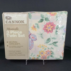 Cannon Monticello Twin Sheet Set Floral Cottagecore 3 Piece Fortel Vintage New - Picture 1 of 10
