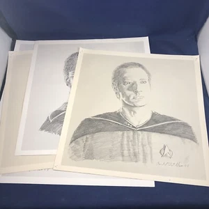 Star Trek The Next Generation Crew 5 Drawing Prints Charles Stidham Picard Data - Picture 1 of 18