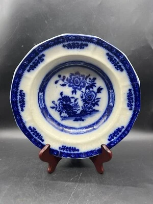 Antique Flow Blue Maddock And Son Canton Pattern Large Soup Bowl 9.5" - Image 1 of 4