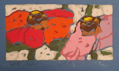 Klaus Fussmann Blumen, spitzen Meisterwerk starkes Blatt, Rosen rot, orange - Bild 1 von 2