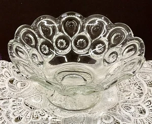 Vintage L.E. Smith Heritage Clear Moon and Stars Footed Bowl 7 3/4” - Picture 1 of 8