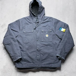CARHARTT SHERPA JACKET ADULT L LARGE GRAY OUTDOORS WORK WEAR HOODED MENS NEW - Picture 1 of 14