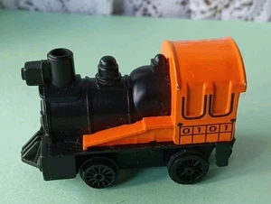 VINTAGE NO. 1011 PULL BACK WOOD-BURNING LOCOMOTIVE ORANGE/BLACK #0101 *WORKS* - Picture 1 of 11