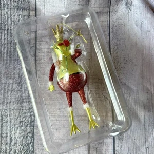 Frog Prince Frog King Glass Ornament Unique Christmas Novelty Holiday New - Picture 1 of 12