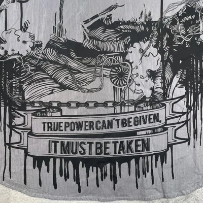 Artful Dodger Shirt Men Extra Large Gray True Power Taken Y2k Epaulets Button Up - Image 1 of 4