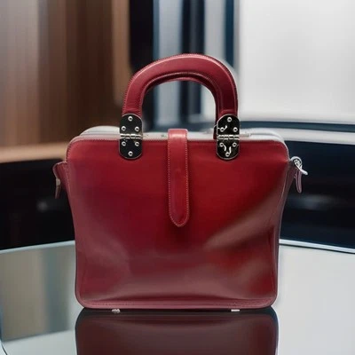 Bolso de Mano Nardelli, Cuero Rojo Profundo, Hecho en Italia Foto 1 de 4