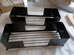 Toallero de papel plegable para encimera de baño de metal negro, bandeja de almacenamiento de servilletas - Imagen 1 de 9