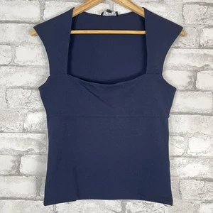 J.CREW NWT Squareneck Blue Cap-Sleeve Top Stretch Cotton Blend MEDIUM CA528 - Picture 1 of 6