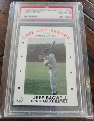 1988 P&L Cape Cod League Jeff Bagwell #57 PSA 10 gemas Mt HoF - ¡Primera tarjeta con licencia! Foto 1 de 2