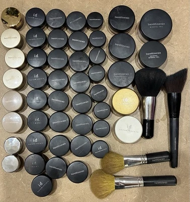 Lot of 48 Bare Minerals pots with brushes Nothing like this available anywhere! - Image 1 of 4
