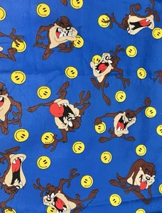 Vintage 1997 Tasmanian Devil Fabric Taz Looney Tunes Warner Bros Smiley Face TW1 - Picture 1 of 1