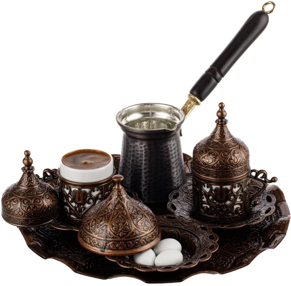 DEMMEX Turkish Greek Arabic Coffee Making & Serving Full Set with Cups Sauce...