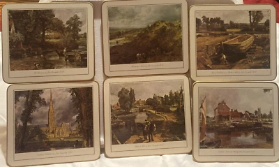 Clover Leaf Vintage Table Mats Placemats 6 Piece C7 Landscapes Cork Back UK 8" - Image 1 of 4