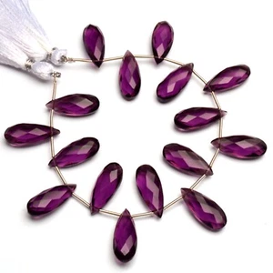 Amethyst Color Quartz Faceted 20x8 mm Size Pear Shape Briolette 7" Strand - Picture 1 of 6