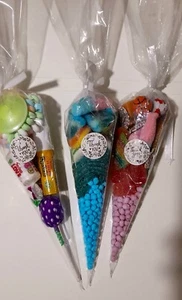 Pre Filled Sweet Cones Party Birthday Favours Halal with Personalised sticker - Picture 1 of 16