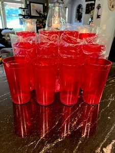 24er Set robuste Vintage Kunststoff Gläser Tassen Restaurant Becher 16oz Rubinrot - Bild 1 von 8