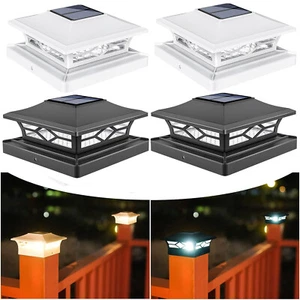 2Pack Solar Post Deck Cap Lights Outdoor Fence Dock 4x4/6x6 LED Lamp PVC Vinyl - Picture 1 of 26