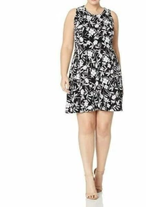 Karen Kane Plus Sleeveless Black&White Floral Dress Spring Summer 1X - Picture 1 of 2