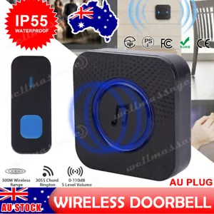 Wireless Door Bell Waterproof 300m Range Home Wall Plug In Doorbell 55 Chimes AU - Picture 1 of 12